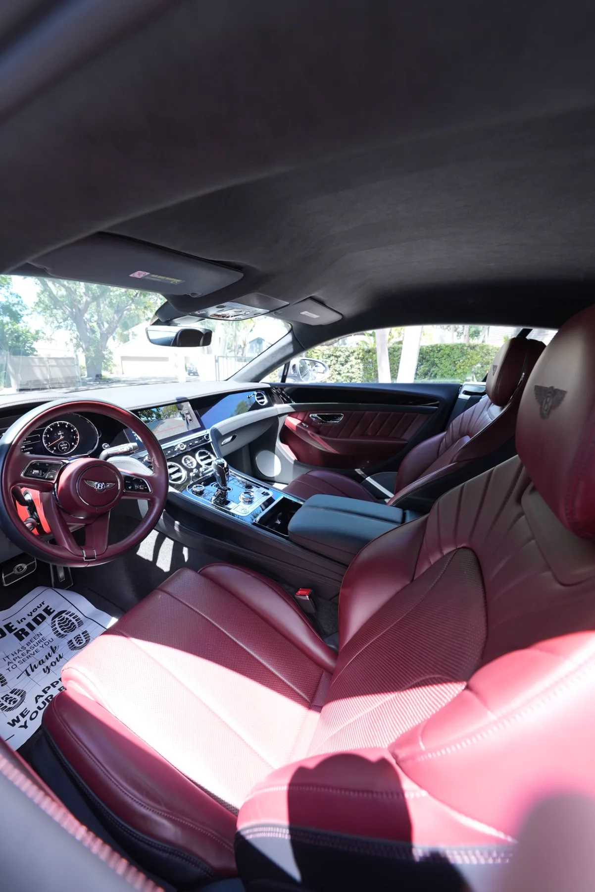 Detailed red leather vehicle interior