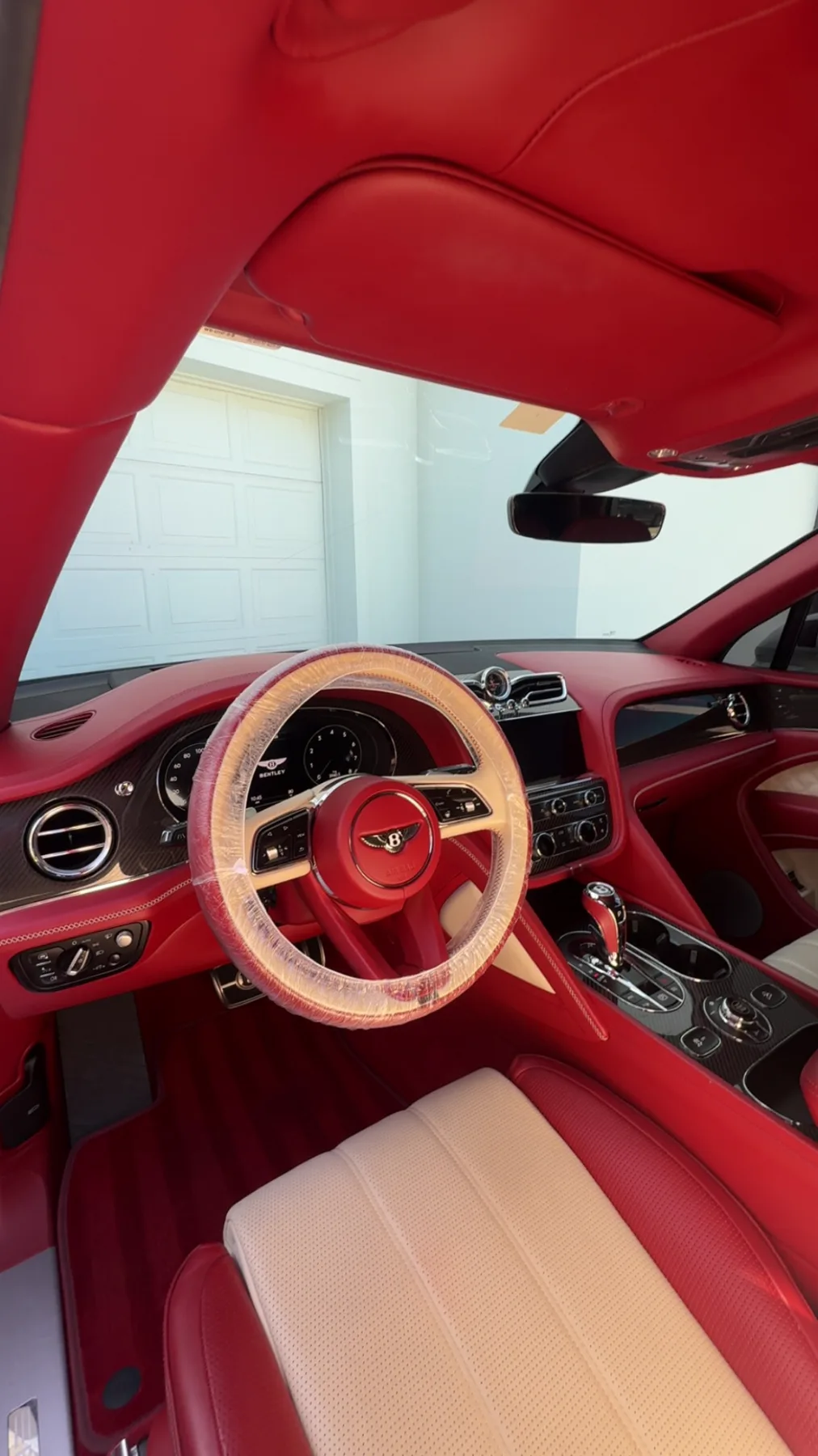 Red and white Bentley interior